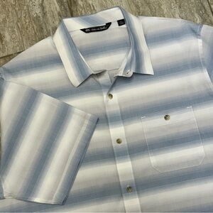 Travis Mathew Short Sleeve Button Up Shirt Men's Size XLarge XL Blue Cotton